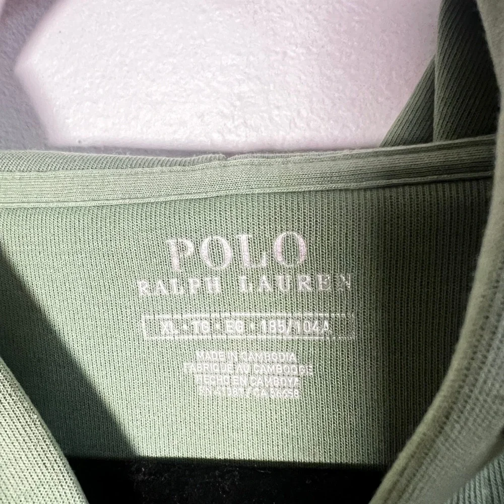 Polo Ralph Lauren Double Knit Hoodie Mens XL Green Full Zip Pony Logo